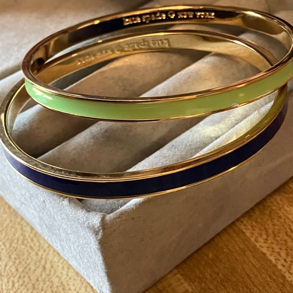 Kate Spade New York Dark Blue And Green Bangle Bracelets Set Of 2 EUC
